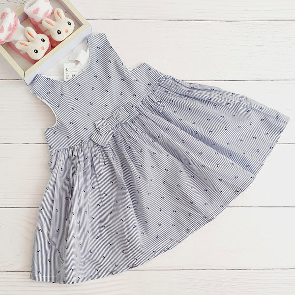 Vestido tela rayas y florcitas 3-6 meses Marca Hym Estado Nuevo