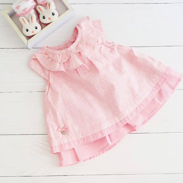 Vestido tela rosada vuelitos 3 meses Marca Limonada Estado Tiki taka