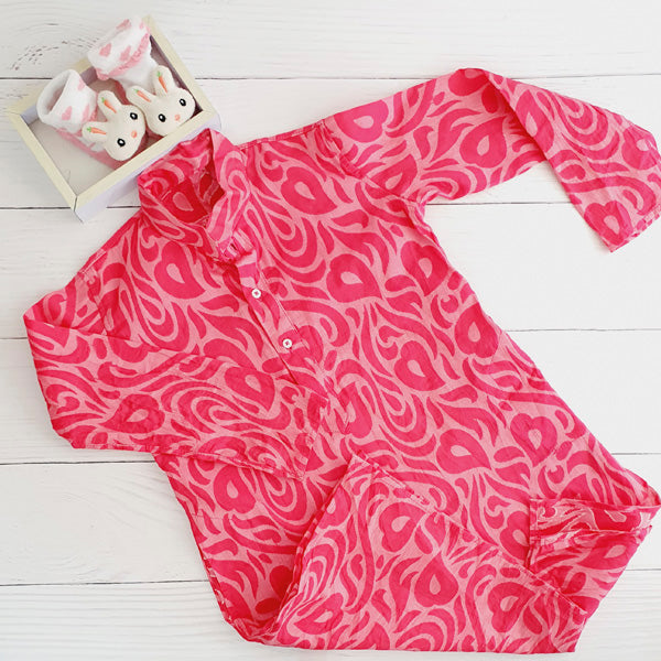 Vestido Manga Larga Tela Fucsia Marca Otra 8 A Estado Tiki taka