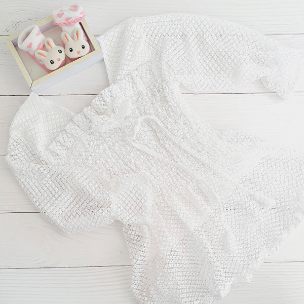 Vestido Manga Larga Tela Blanco Marca Otra 6 A Estado Tiki taka