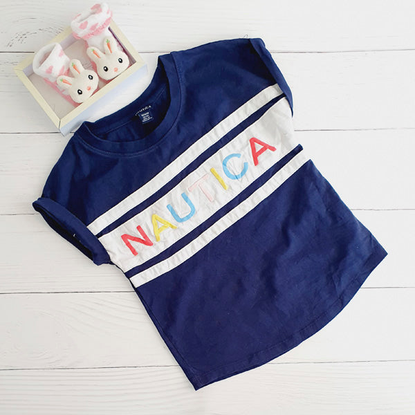 Polera Algodón Azul Marca Nautica 8 A Estado Tiki taka