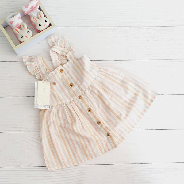 Vestido Tela Rayas Marca Yamp! 6 M Estado Nuevo