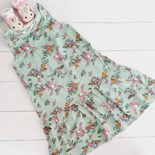 Vestido Algodón Menta Marca Hym 6 A Estado Casi tiki