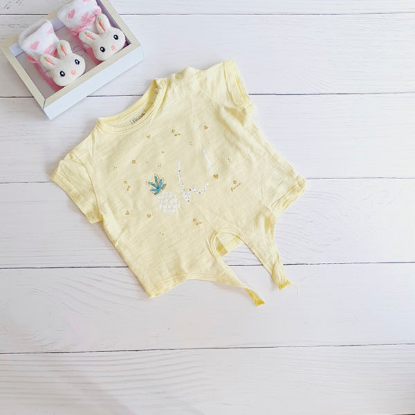 Polera Algodón Amarillo Marca Ficcus 3-6 M Estado Tiki taka