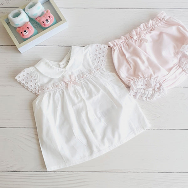 Vestido Algodón Blanco Marca Otra 9 M Estado Tiki taka