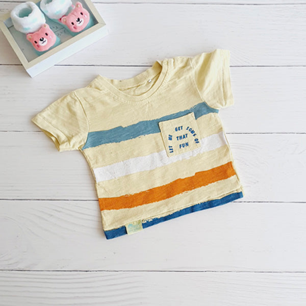 Polera manga corta Algodón Amarillo Marca Ficcus 3-6 M Estado Tiki taka