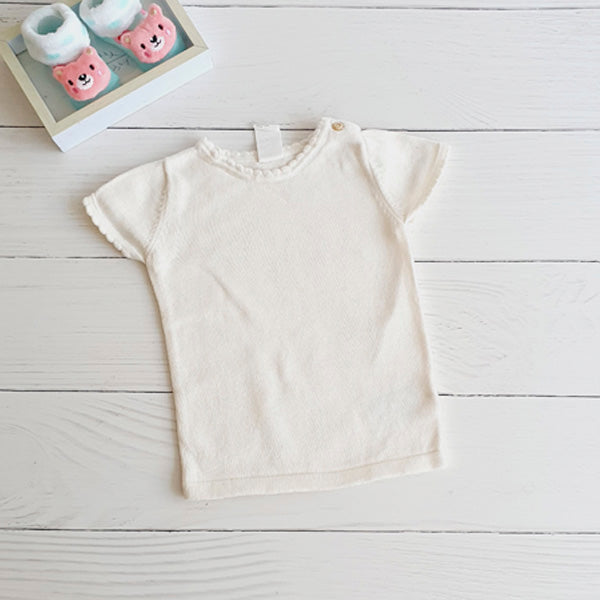 Polera manga corta Algodón Beige Marca Hym 6-9 M Estado Tiki taka