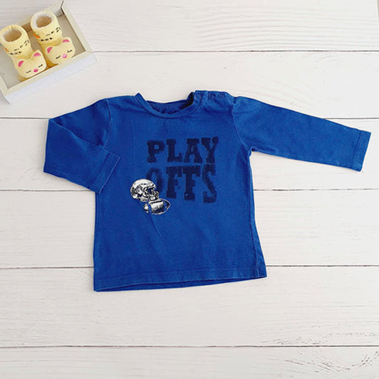 Polera Algodón Azul Marca Otra 9-12 M Estado Tiki taka