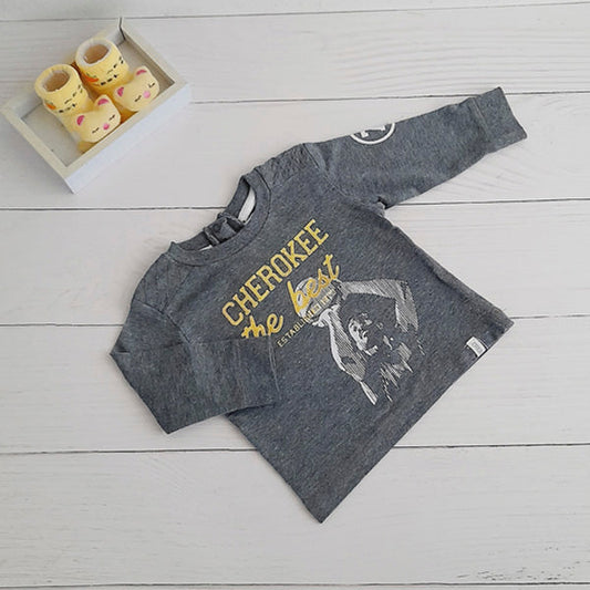 Polera manga larga Algodón Gris Marca Cherokee 6 M Estado Casi tiki