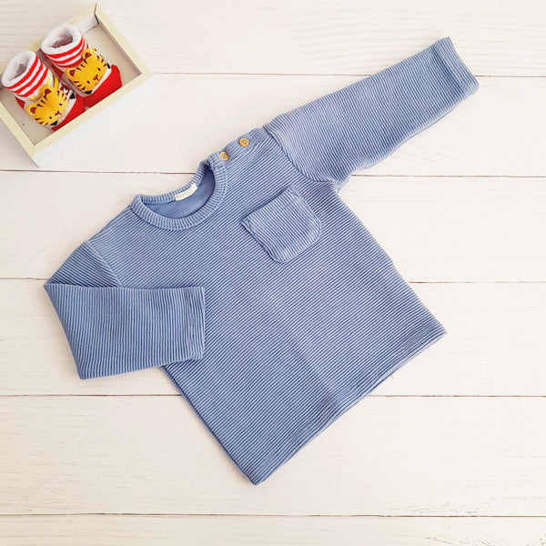 Polera Algodón Azul Marca Otra 9-12 M Estado Tiki taka