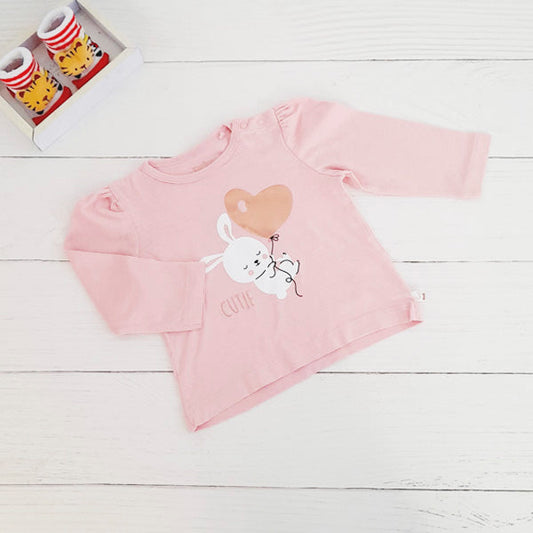 Polera Algodón Rosa Marca Baby harvest 6-9 M Estado Tiki taka