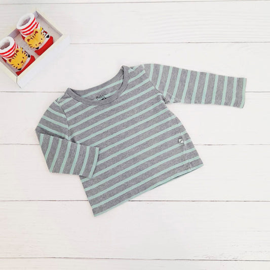 Polera Algodón Rayas Marca Baby by little topsis 6-9 M Estado Tiki taka