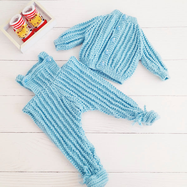 Conjunto Tejido Celeste Marca Genérica 0-3 M Estado Tiki taka