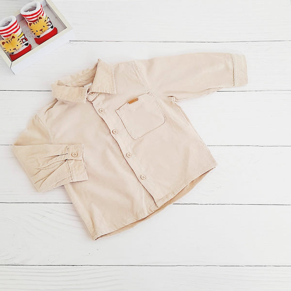 Camisa Algodón Beige Marca Yamp! 12 M Estado Tiki taka