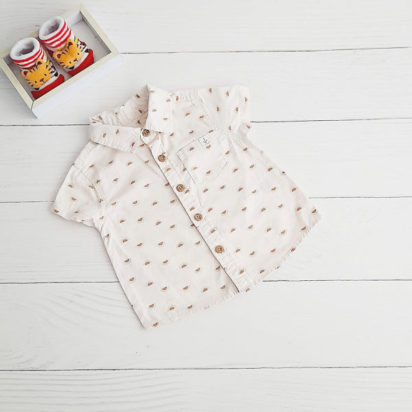 Camisa Algodón Beige Marca Tribu 6 M Estado Tiki taka