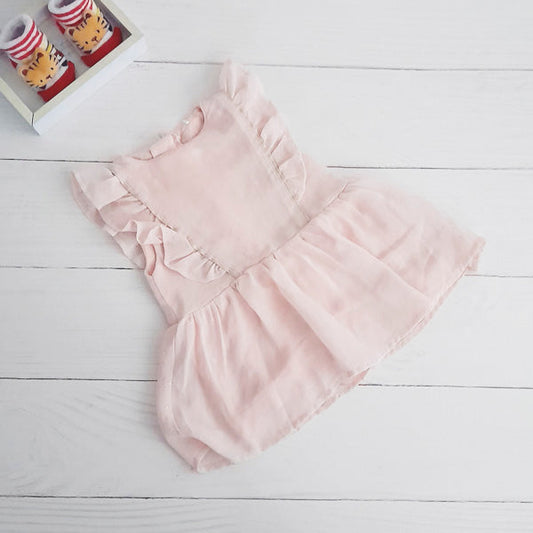 Vestido Algodón Rosa Marca Ficcus 3-6 M Estado Casi tiki