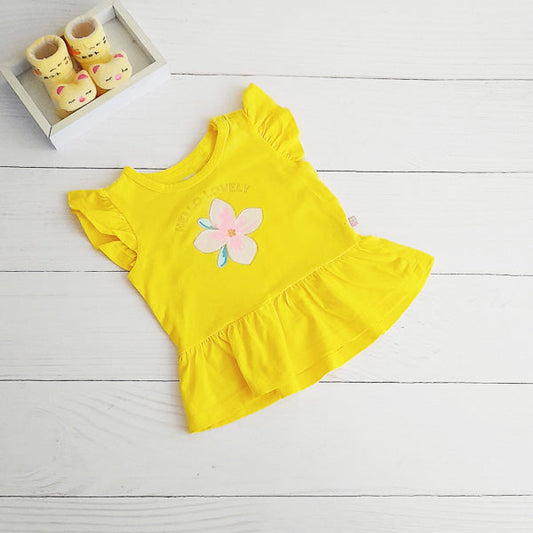 Polera Algodón Amarillo Marca Baby by little topsis 9 M Estado Tiki taka