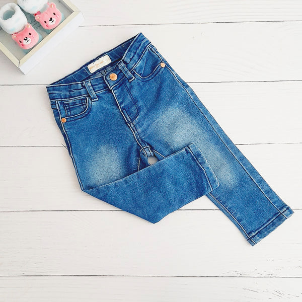 Jeans Mezclilla Azul Marca Baby harvest 12-18 M Estado Tiki taka