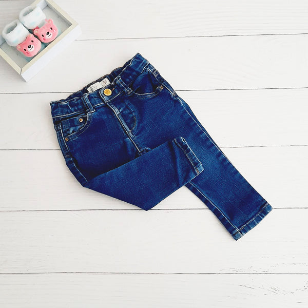 Jeans Mezclilla Azul Marca Zara 9-12 M Estado Casi tiki