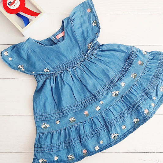 Vestido Algodón Azul Marca Pillin 12 M Estado Tiki taka