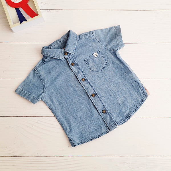 Camisa Algodón Azul Marca Carter's 9 M Estado Casi tiki