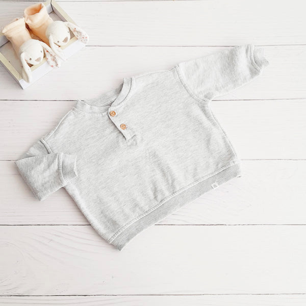 Polerón Algodón Gris Marca Tribu 3-6 M Estado Casi tiki