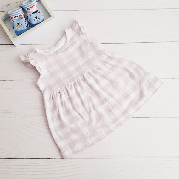 Vestido Algodón Lila Marca Cat & Jack 6-9 M Estado Casi tiki