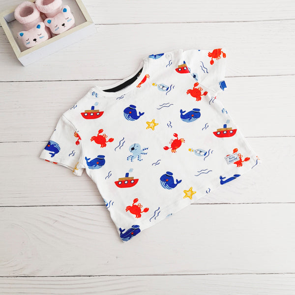 Polera Algodón Diseños Marca Baby harvest 6-9 M Estado Casi tiki