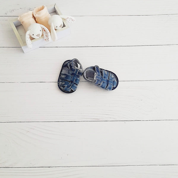 Sandalia blanda Lona Azul Marca Opaline 16 Estado Casi tiki