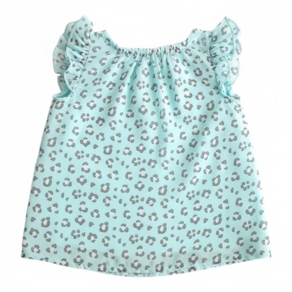 Blusa Manga Corta Seda Celeste Marca Otra 6-9 M Estado Tiki taka