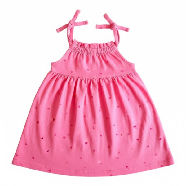 Vestido Manga Corta Algodón Rosa Marca Urb 6 M Estado Casi tiki