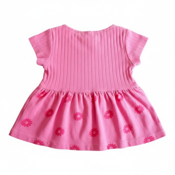 Vestido Manga Corta Algodón Fucsia Marca Ficcus 3-6 M Estado Casi tiki