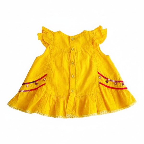Blusa Manga Corta Tela Amarillo Marca Ficcus 6-9 M Estado Tiki taka