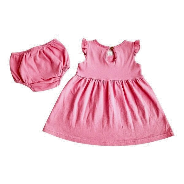 Vestido Algodón Rosa Marca Baby harvest 6-9 M Estado Casi tiki