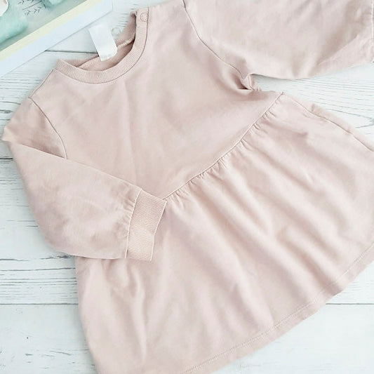 Vestido algodón morado claro manga larga 9-12 meses Marca Hym Estado Tiki taka
