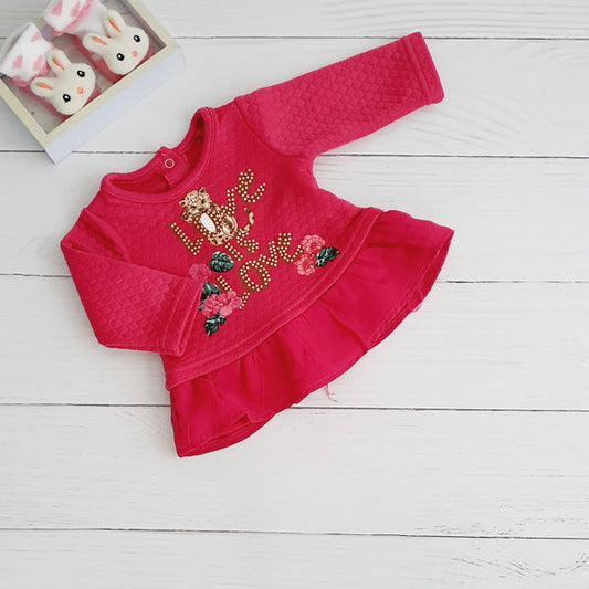 Vestido algodón fuccia con vuelo talla RN Marca Limonada Estado Tiki taka