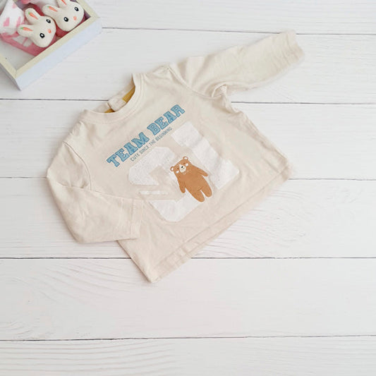 Polera algodón beige diseño osito 6 meses Marca Urb Estado Tiki taka