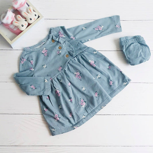 Vestido algodón flores lila y calzón 6 meses Marca Carter's Estado Casi tiki