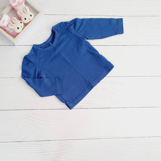 Polera algodón azul lisa 6 meses Marca Boulevard Estado Tiki taka