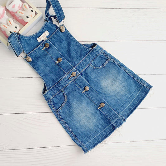 Vestido tipo jumper mezclilla botones 2 años Marca Baby harvest Estado Tiki taka