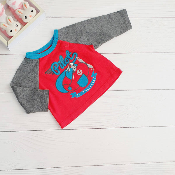 Polera algodón rojo diseño perrito 0-3 meses Marca Little wonders Estado Tiki taka