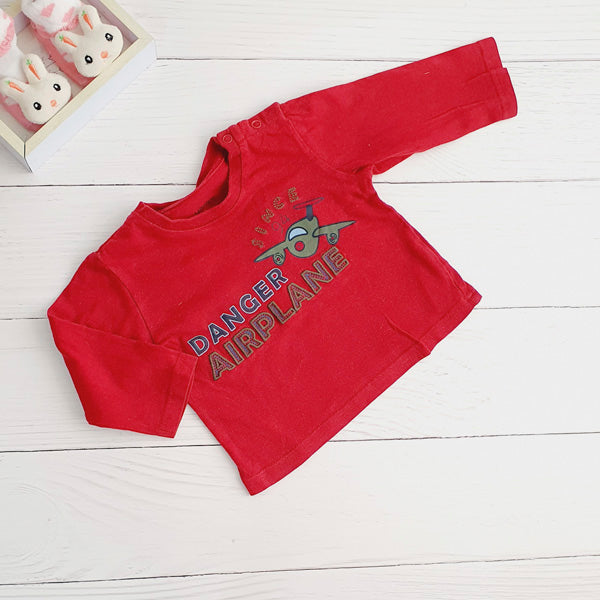 Polera algodón rojo italiano diseño avión 6 meses Marca Yamp! Estado Tiki taka