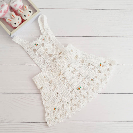 Vestido tipo jardinera tejido blanco 6-9 meses Marca Genérica Estado Tiki taka
