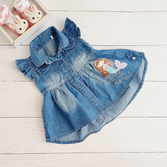 Vestido tela tipo mezclilla diseño sirena 6 meses Marca Limonada Estado Tiki taka