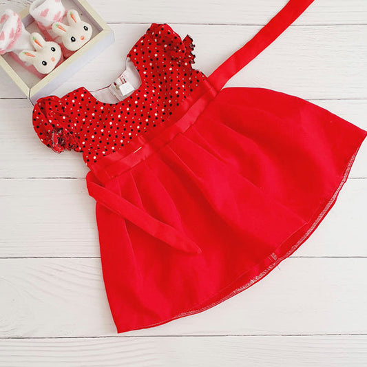 Vestido tela rojo lunares con forro 0-3 meses Marca Otra Estado Tiki taka