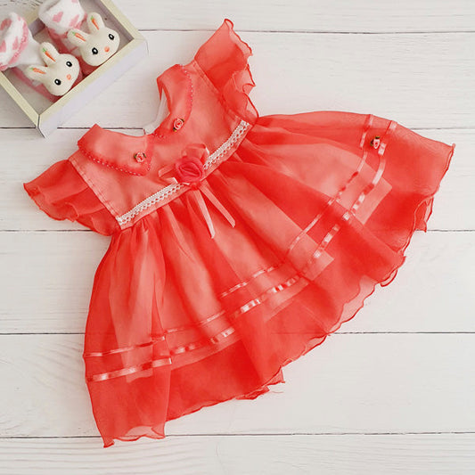 Vestido tela roja con forro blanco 0-3 meses Marca Otra Estado Tiki taka