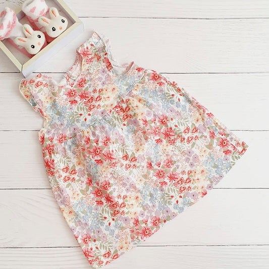 Vestido algodón con flores de colores 3-6 meses Marca Otra Estado Tiki taka