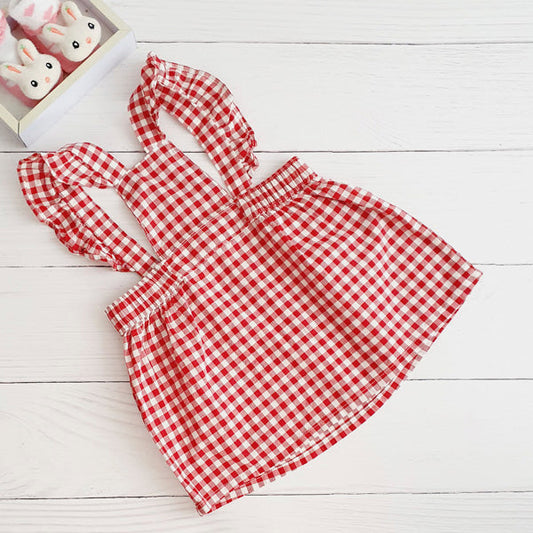 Vestido tipo delantal tela cuadrillé diseño clásico 6-9 meses Marca Hym Estado Tiki taka