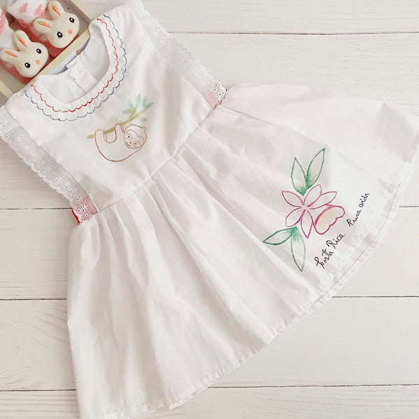 Vestido tipo delantal tela blanco diseños 18 meses Marca Genérica Estado Tiki taka