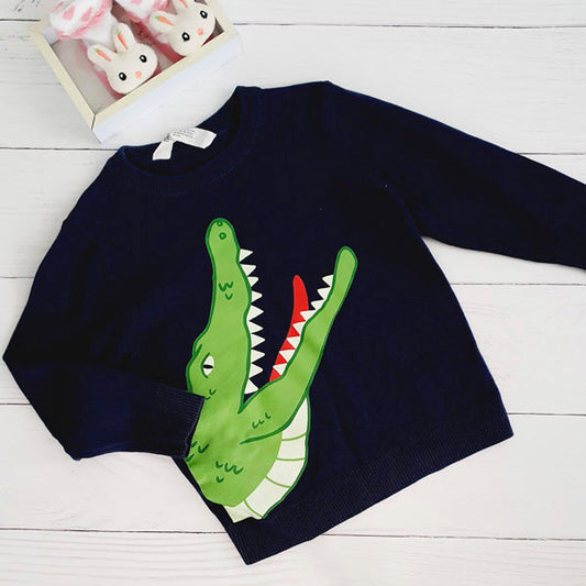 Sweater tejido azul diseño cocodrilo 2-4 años Marca Hym Estado Tiki taka